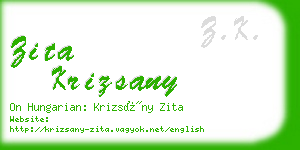 zita krizsany business card